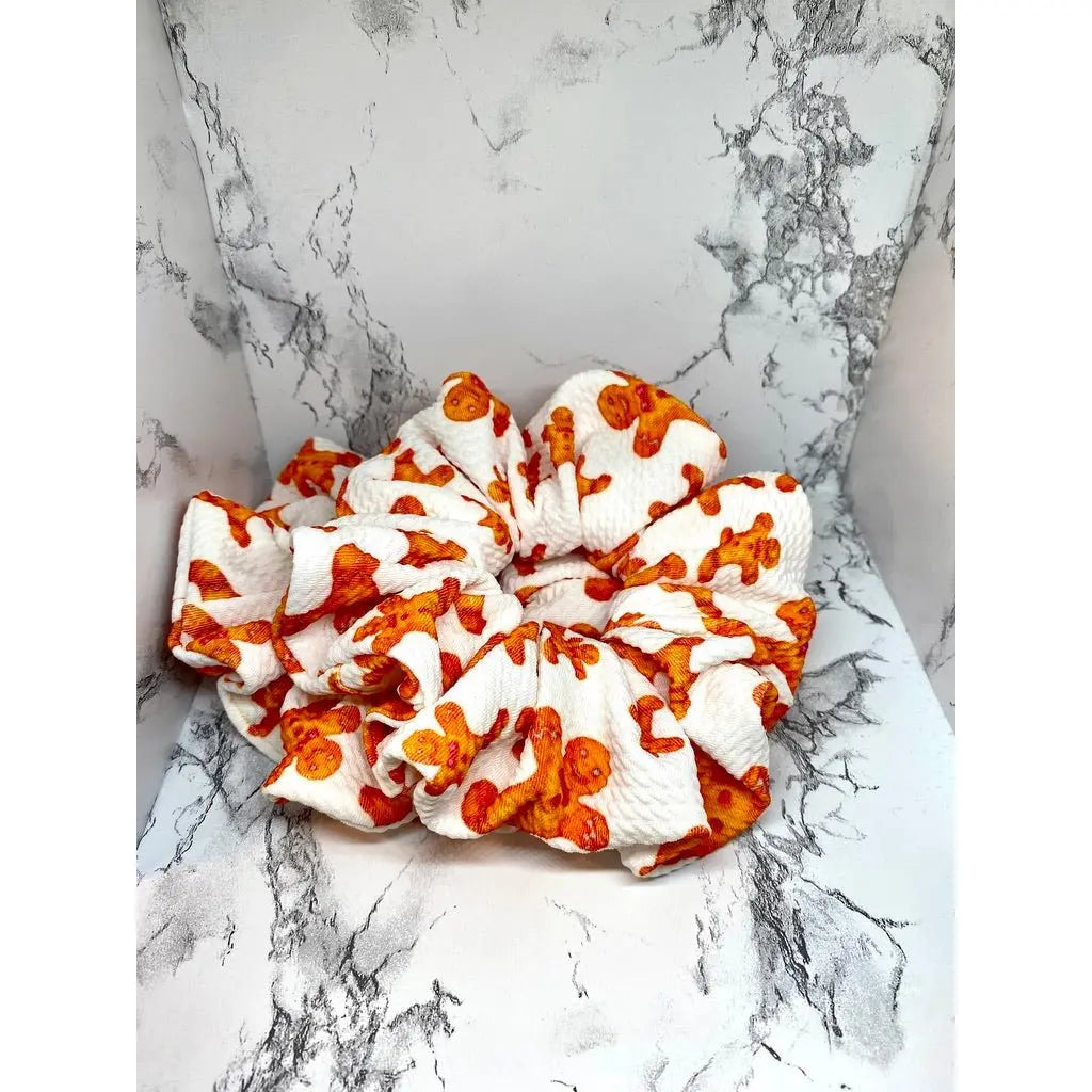 White Gingerbread Christmas Bullet Scrunchie