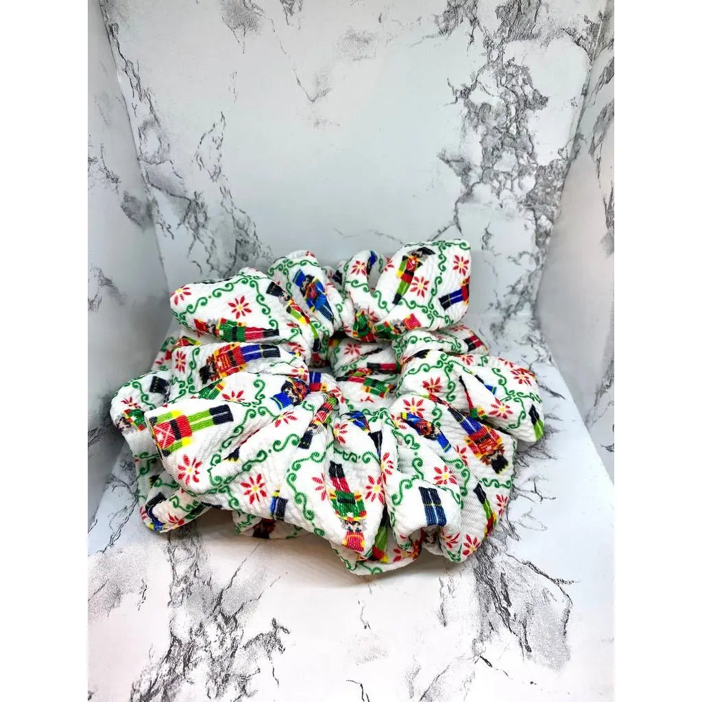 White Nutcracker Bullet Christmas Scrunchie