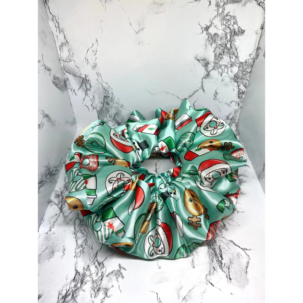 Green Christmas Donuts Silk Scrunchie