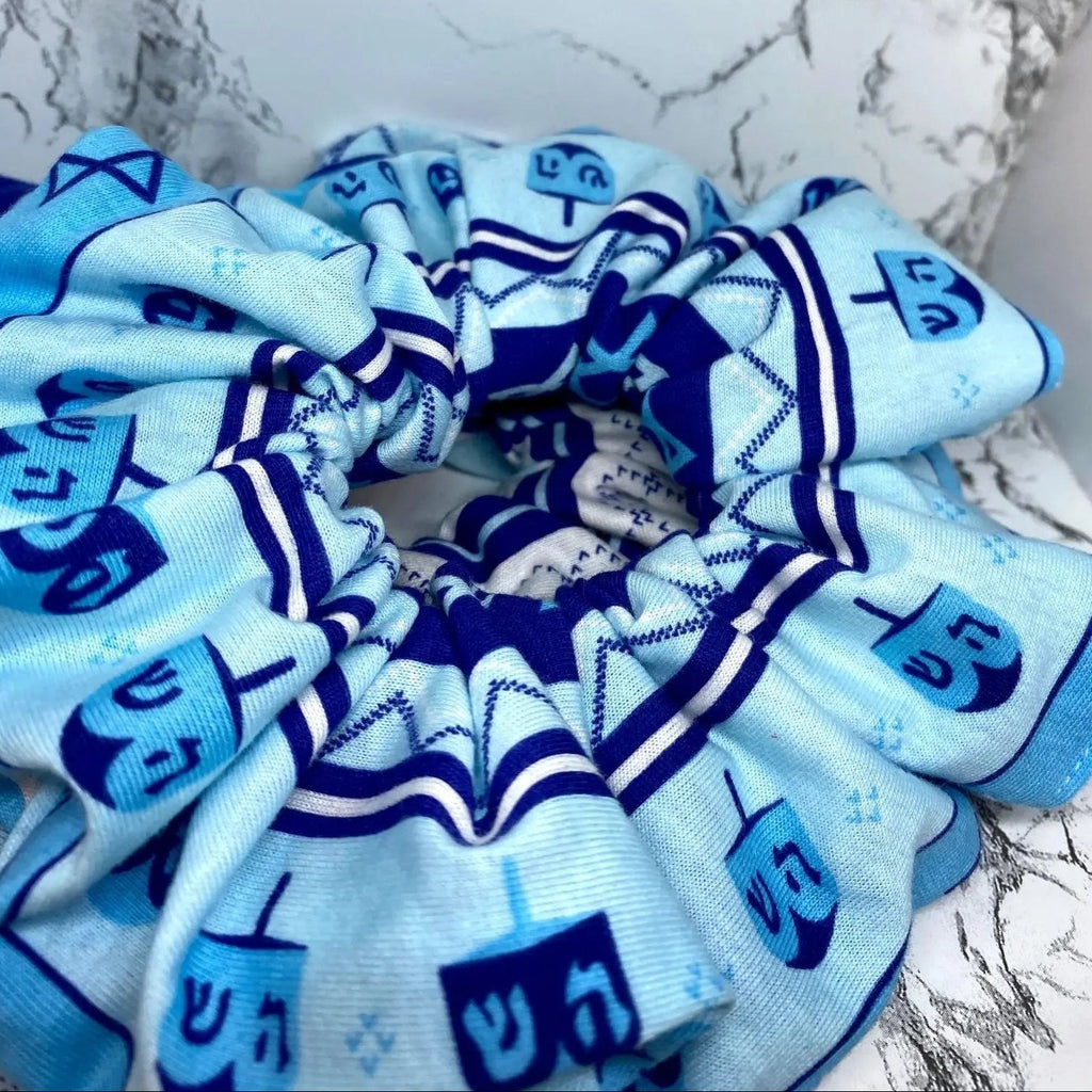 Blue Hanukkah Scrunchie
