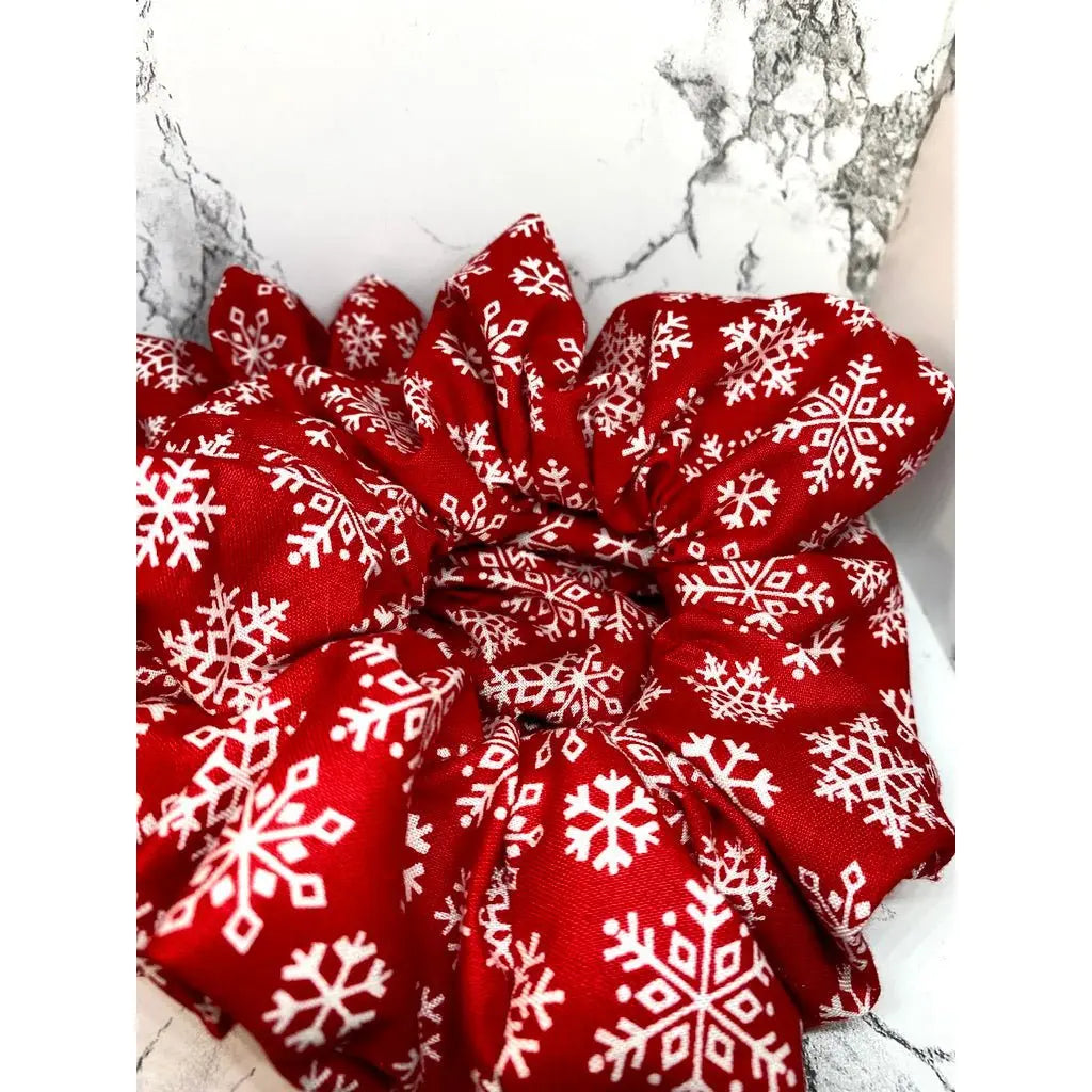 Red Snowflake Christmas Scrunchie
