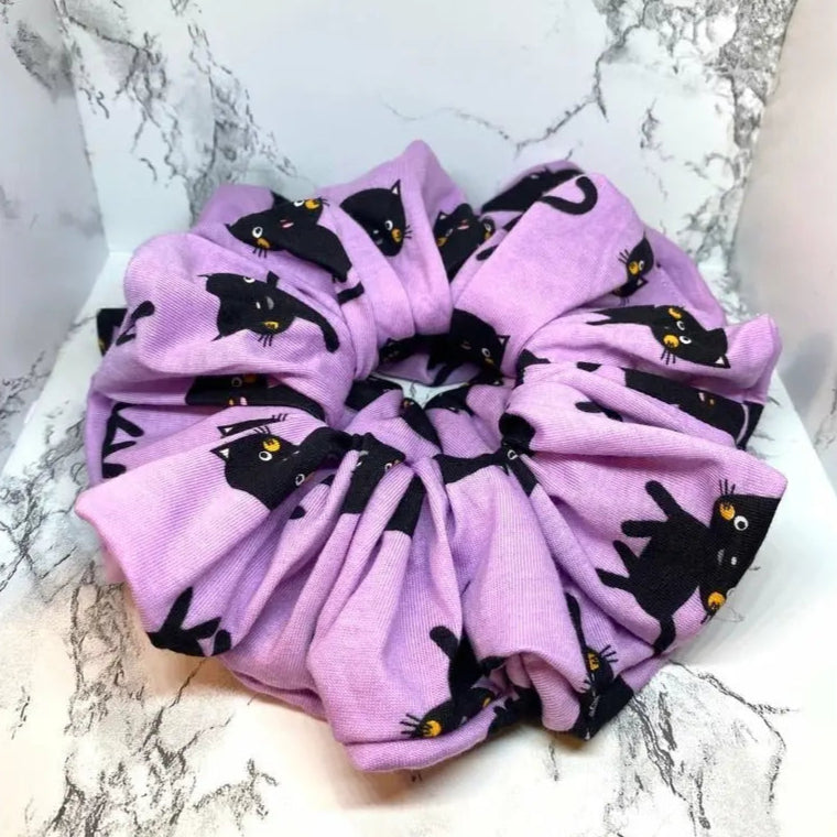 Purple Kitty Cat Scrunchie