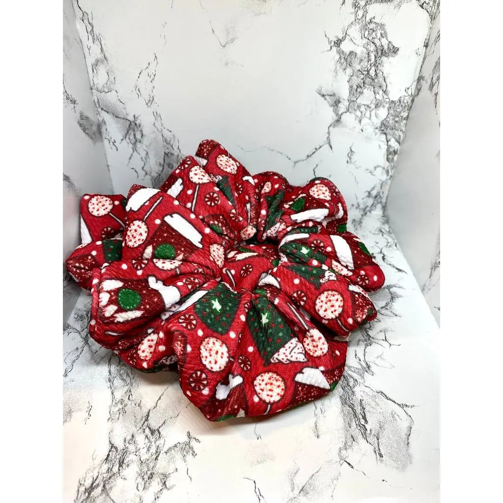 Red Coffee Cup Christmas Bullet Scrunchie
