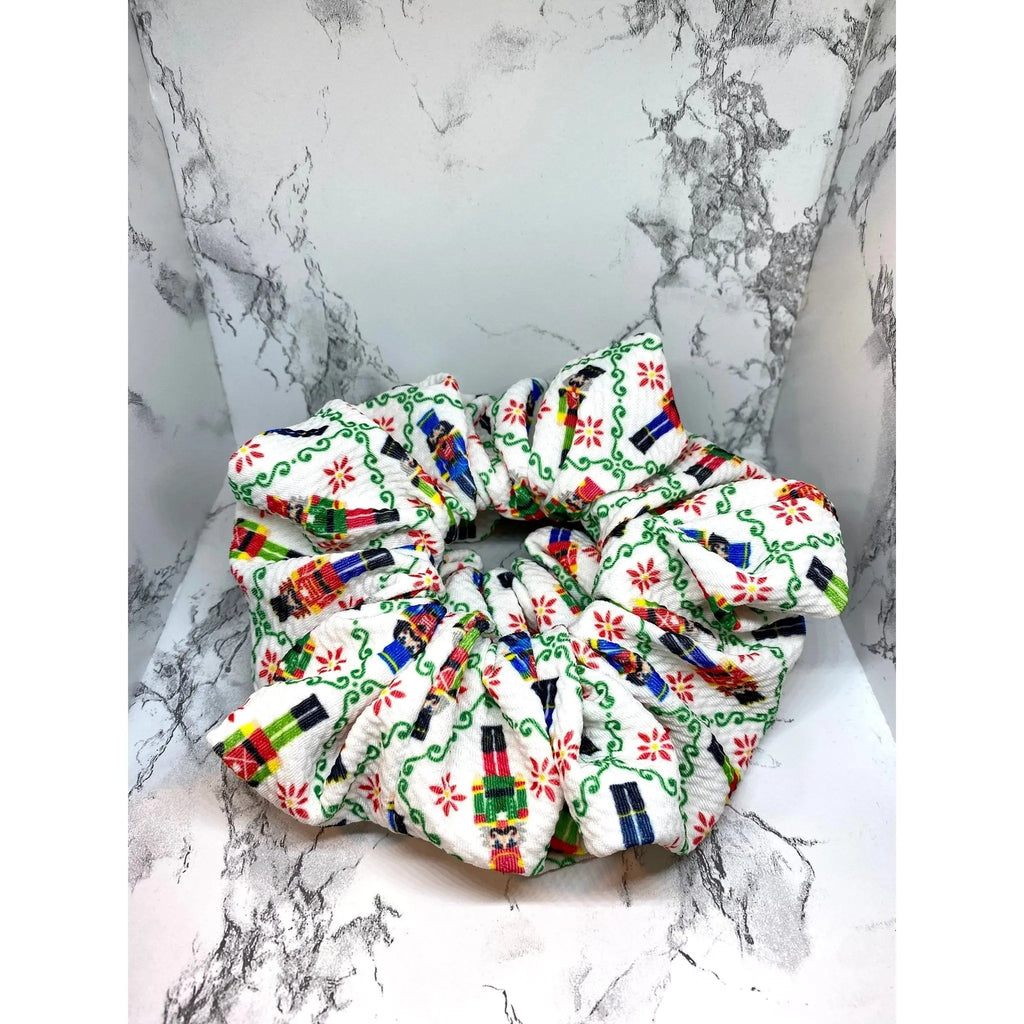 White Nutcracker Bullet Christmas Scrunchie
