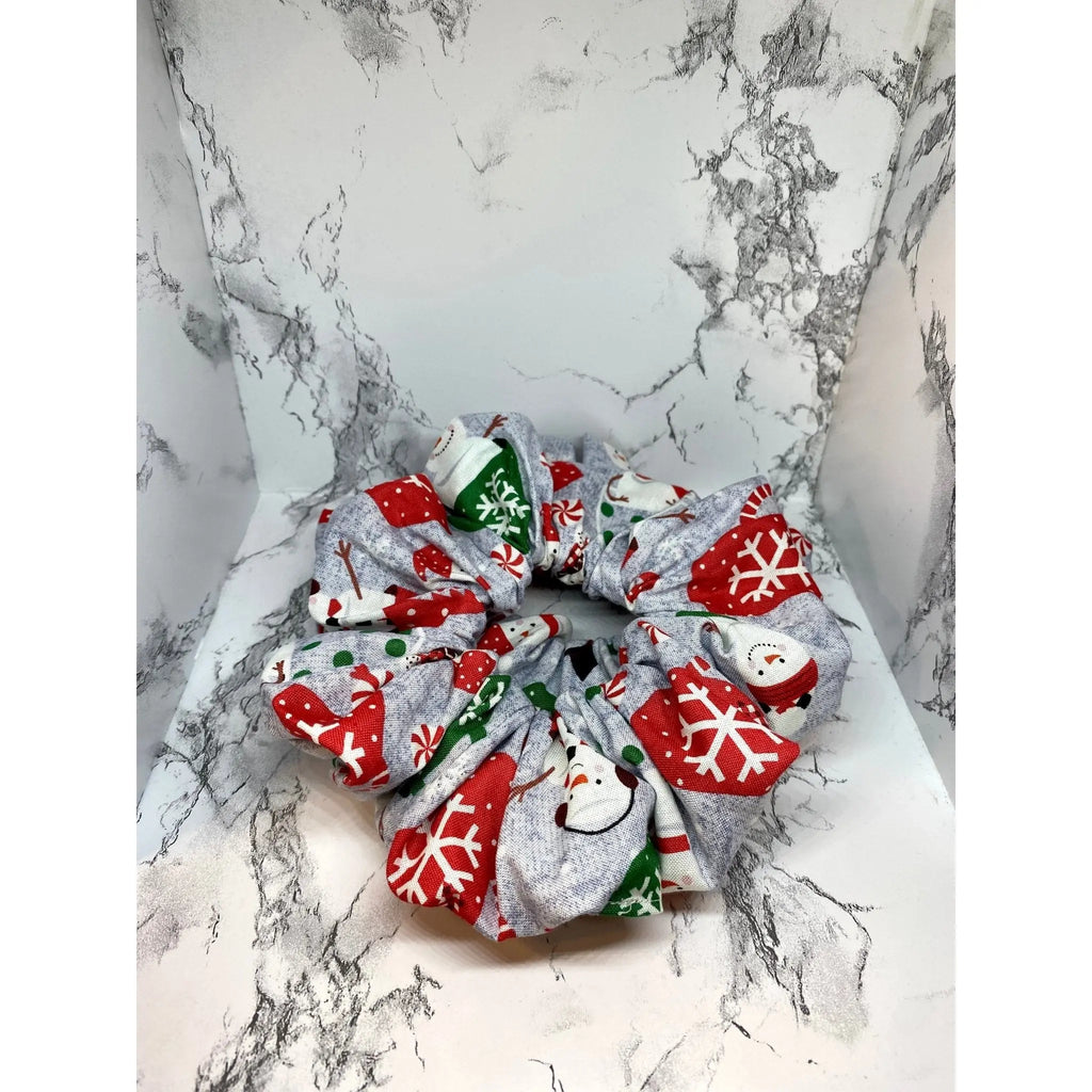 Hot Chocolate Snowman Christmas Scrunchie
