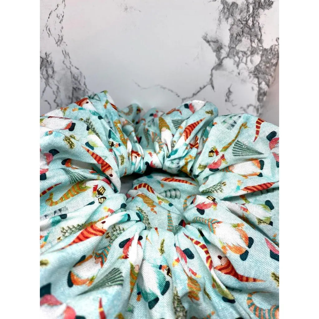 Blue Gnomes Christmas Scrunchie