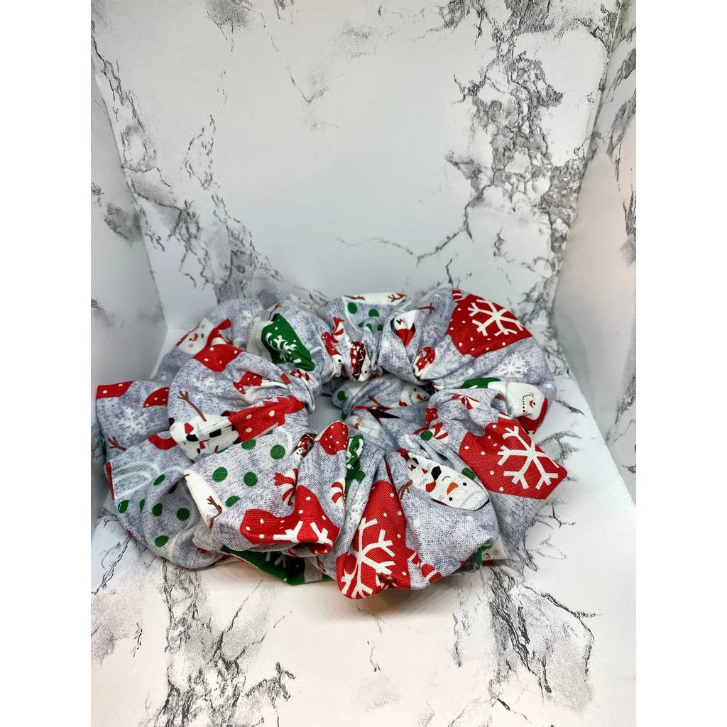 Hot Chocolate Snowman Christmas Scrunchie