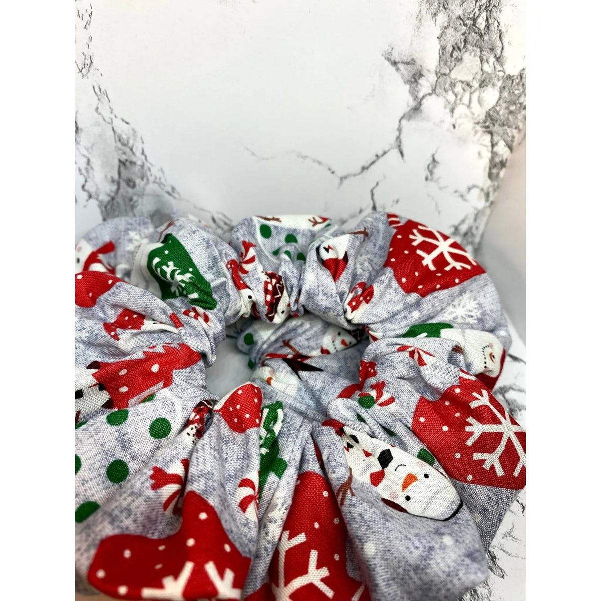 Hot Chocolate Snowman Christmas Scrunchie