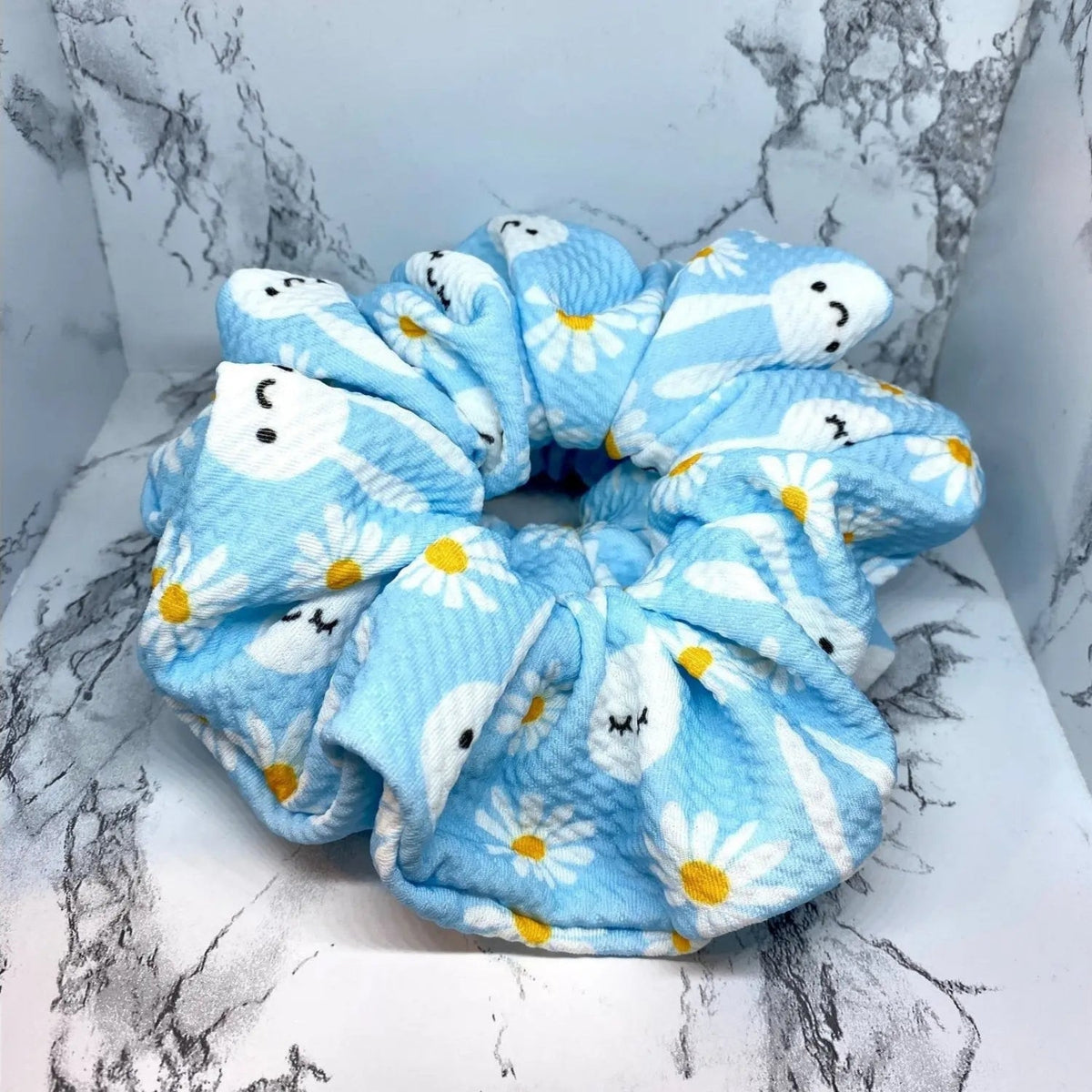 Blue Bunny and Daisy Easter Bullet Scrunchie