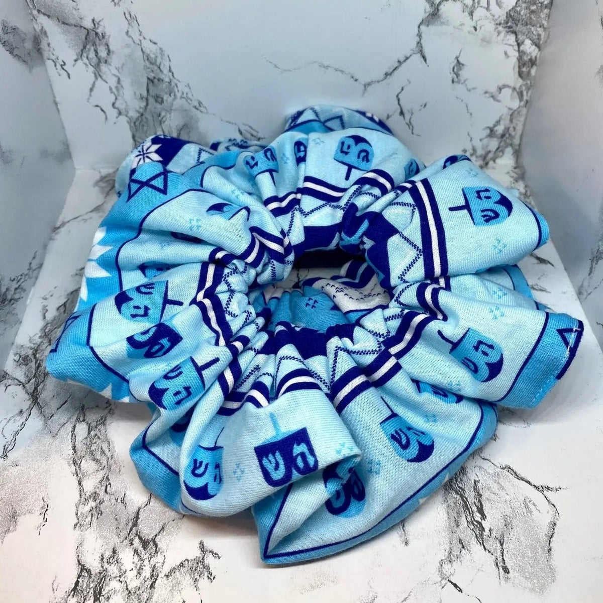 Blue Hanukkah Scrunchie