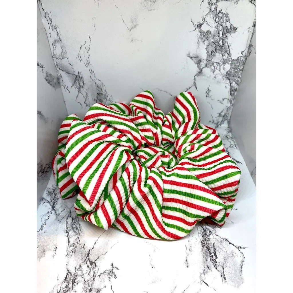 Striped Candy Cane Christmas Bullet Scrunchie