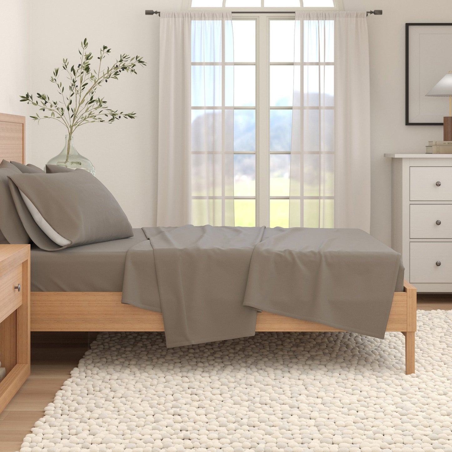 Cotton Solid Flannel Sheet - Nordic Collection