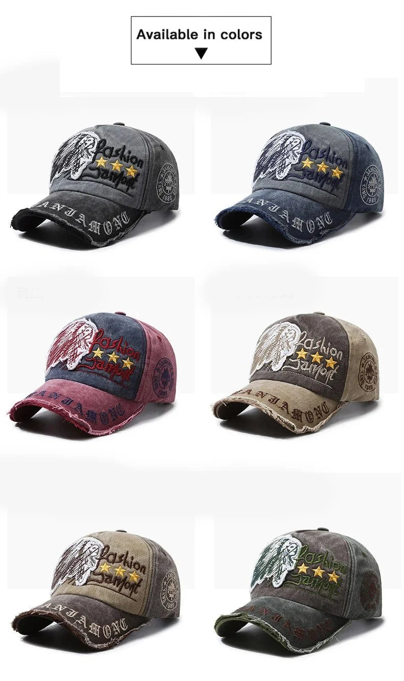 Retro Distressed Letter Embroidery Baseball Cap | Unisex Casual Cotton Hat