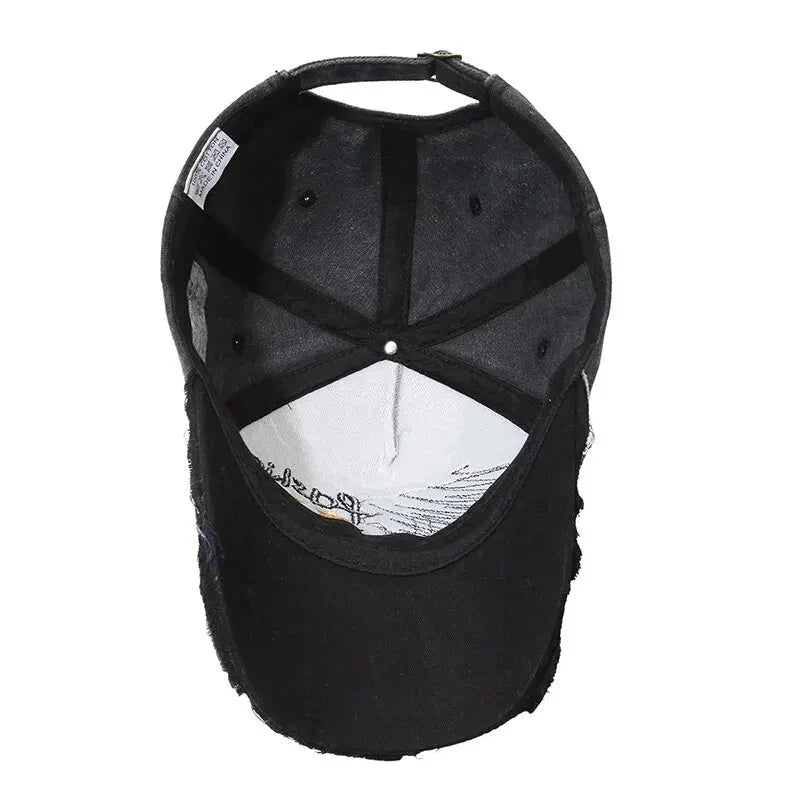 Retro Distressed Letter Embroidery Baseball Cap | Unisex Casual Cotton Hat
