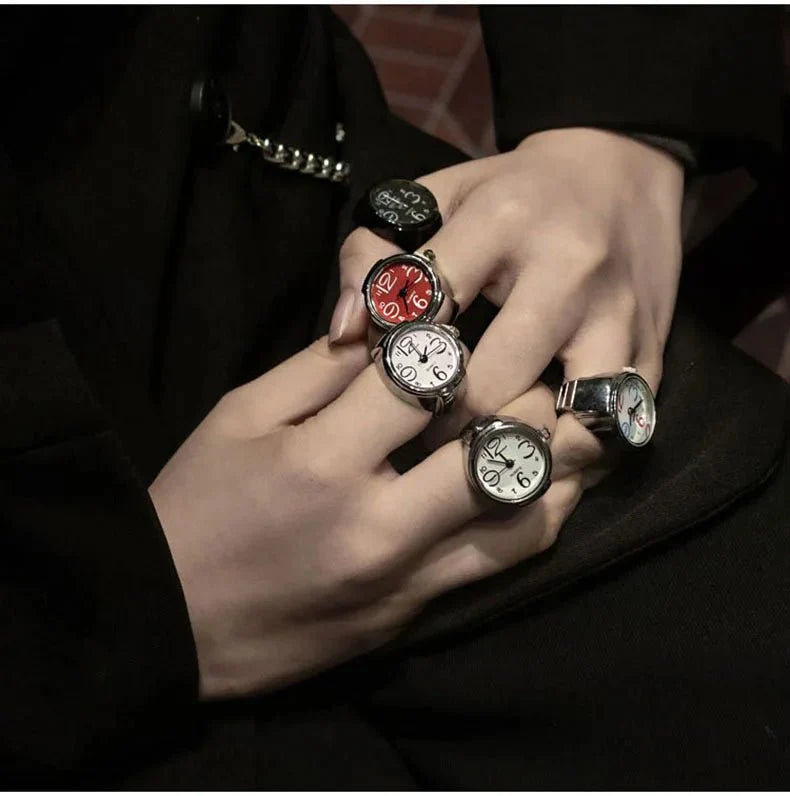 Roman Numeral Punk Gothic Finger Clock Jewelry | Mini Quartz Watch Ring