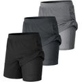 Men’s Athletic Workout Shorts with Compression Liner, Lightweight Gym Running Shorts with Pockets 3-Pack