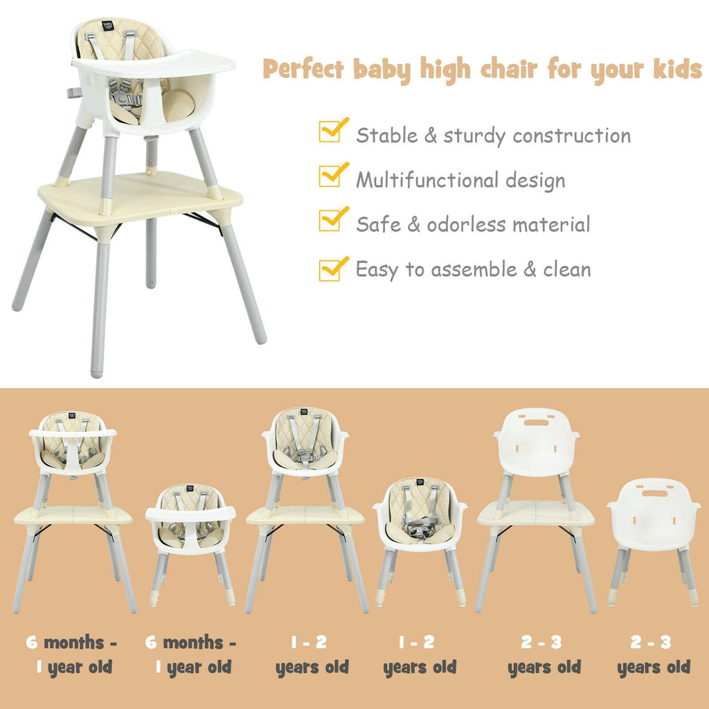 4-in-1 Baby Convertible Toddler Table Chair Set with PU Cushion