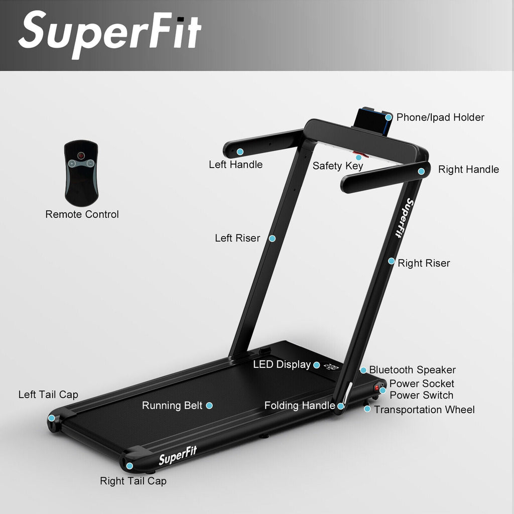 2.25HP 2 in 1 Folding Treadmill with APP Speaker Remote Control