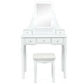 10 Dimmable Light Bulbs Vanity Dressing Table with 2 Dividers and Cushioned Stool