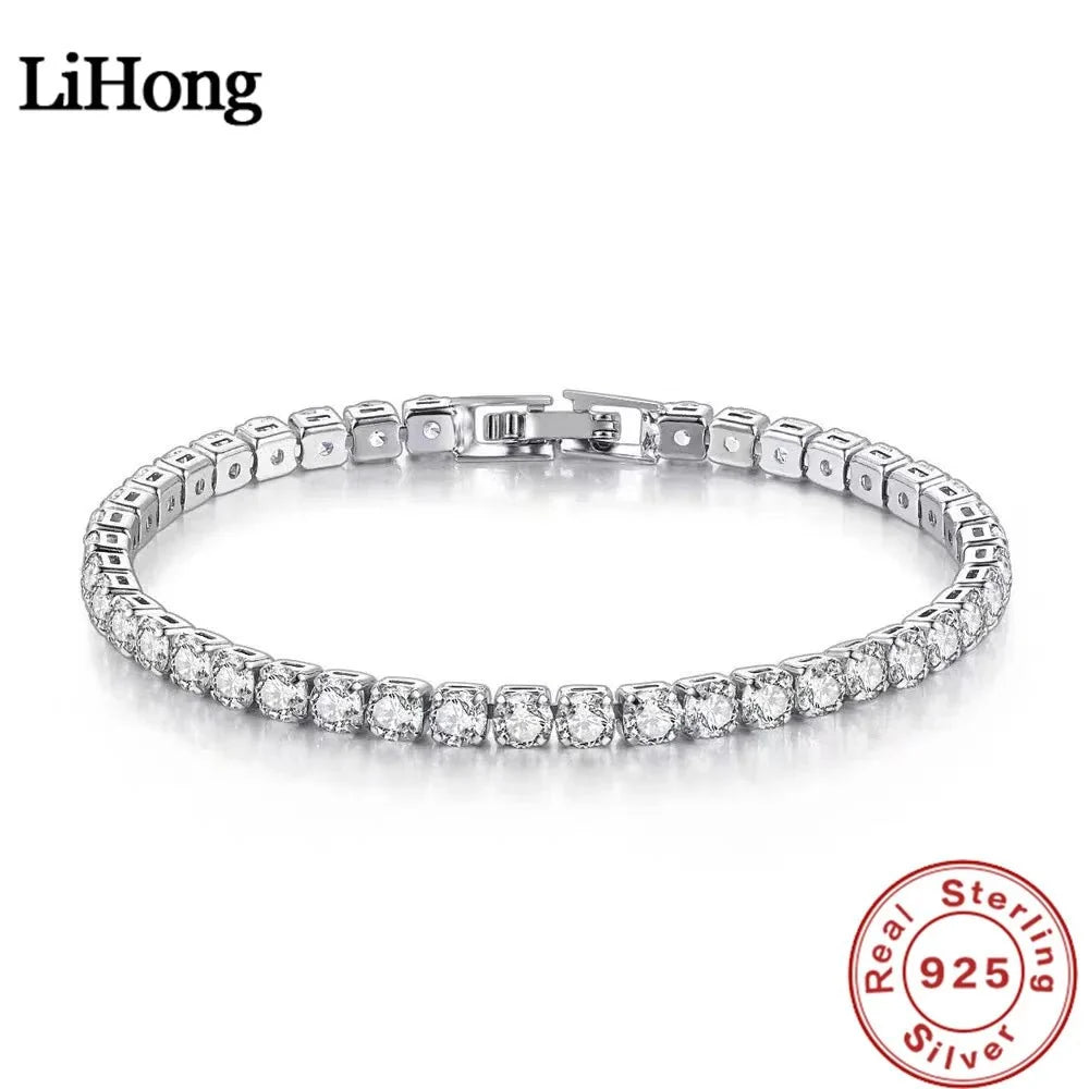 S925 Sterling Silver Tennis Bracelet | Zirconia Chain Jewelry for Women and Men