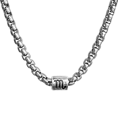 Vintage Zodiac Necklace Stainless Steel Box Chain Astrology Jewelry for Men