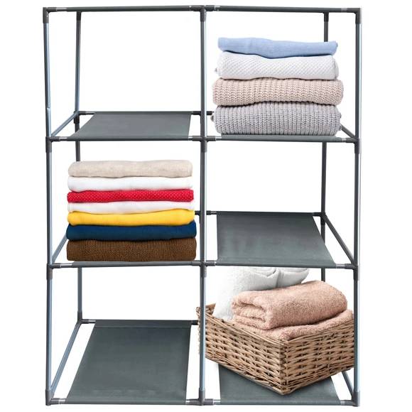 Easy Assemble 4-Tier Lightweight Storage Rack with 6 Storage Cubes