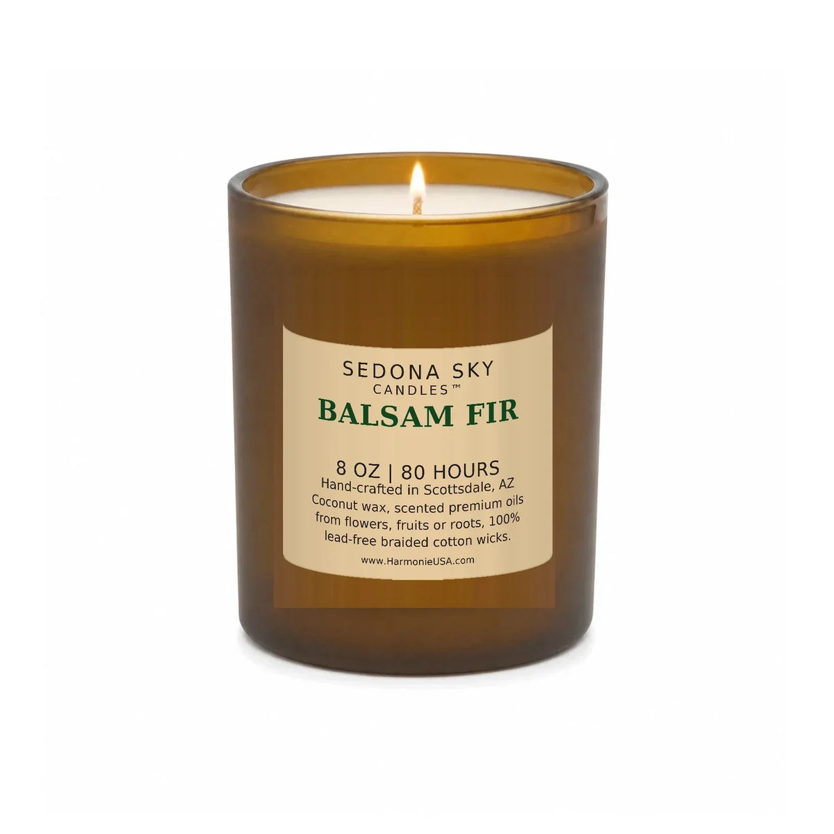 Balsam Fir Candle, 8 oz Amber Glass
