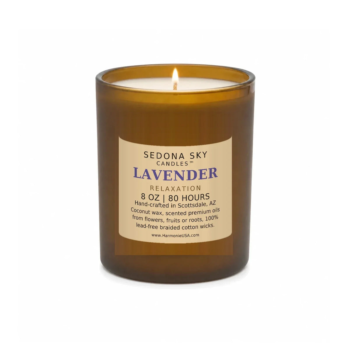 Lavender Relaxation Candle, 8 oz Amber Glass