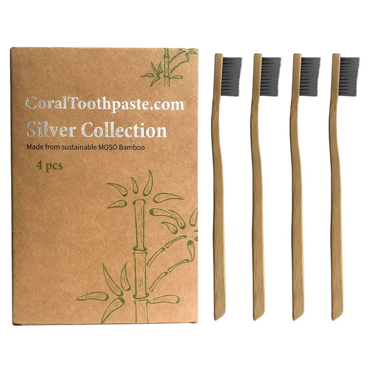 Nano Silver Infused Bamboo Kids Toothbrush 4 Pack