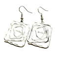 Boho Spiral Earrings Geometric Dangle Minimalist Silver Infinity Symbol Jewelry square or circle