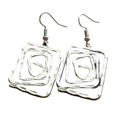 Boho Spiral Earrings Geometric Dangle Minimalist Silver Infinity Symbol Jewelry square or circle