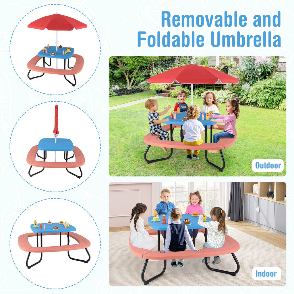 Toddler Outdoor Activity Table with Adjustable and Collapsible Umbrella