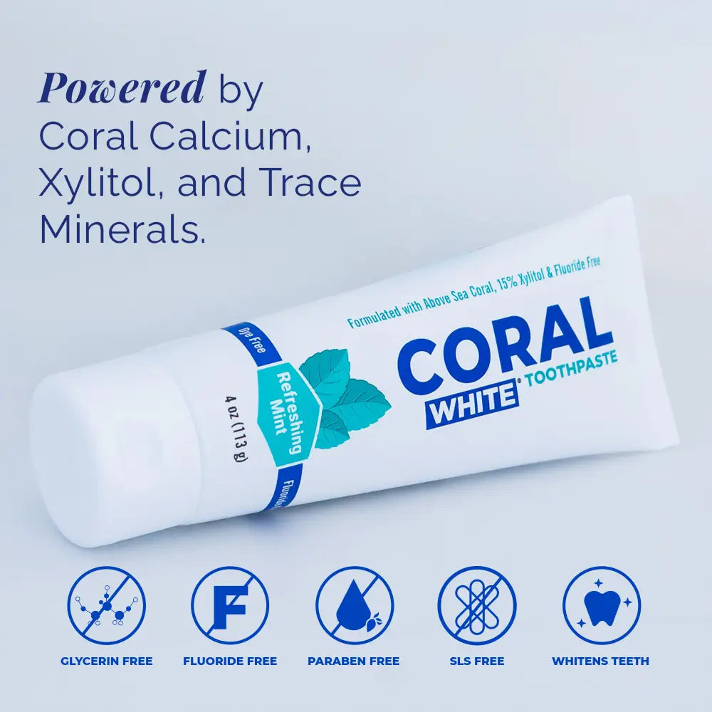 Fluoride Free Toothpaste 3 Pack Coral White Mint (3 Tubes)