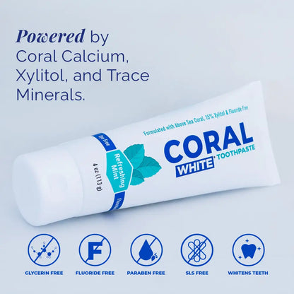 Fluoride Free Toothpaste 3 Pack Coral White Mint (3 Tubes)