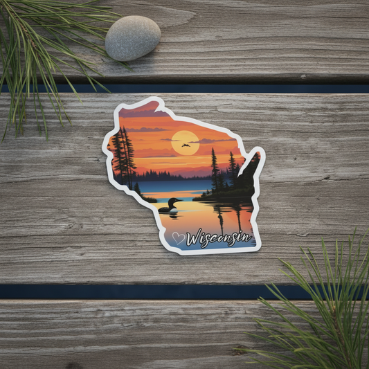 WI Sunset Loon Sticker