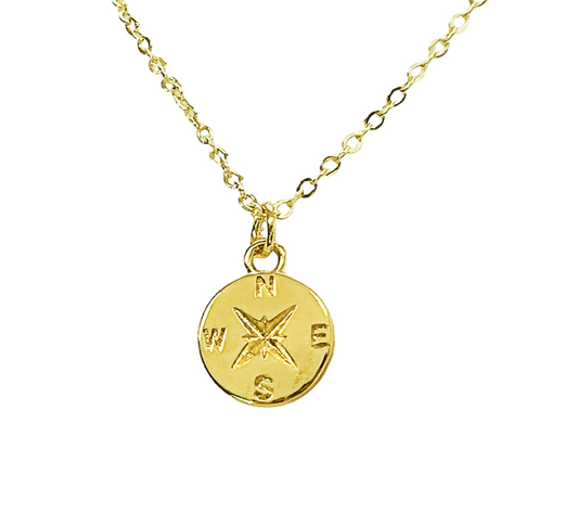 Dainty Gold Compass Necklace Symbolic Direction Jewelry
