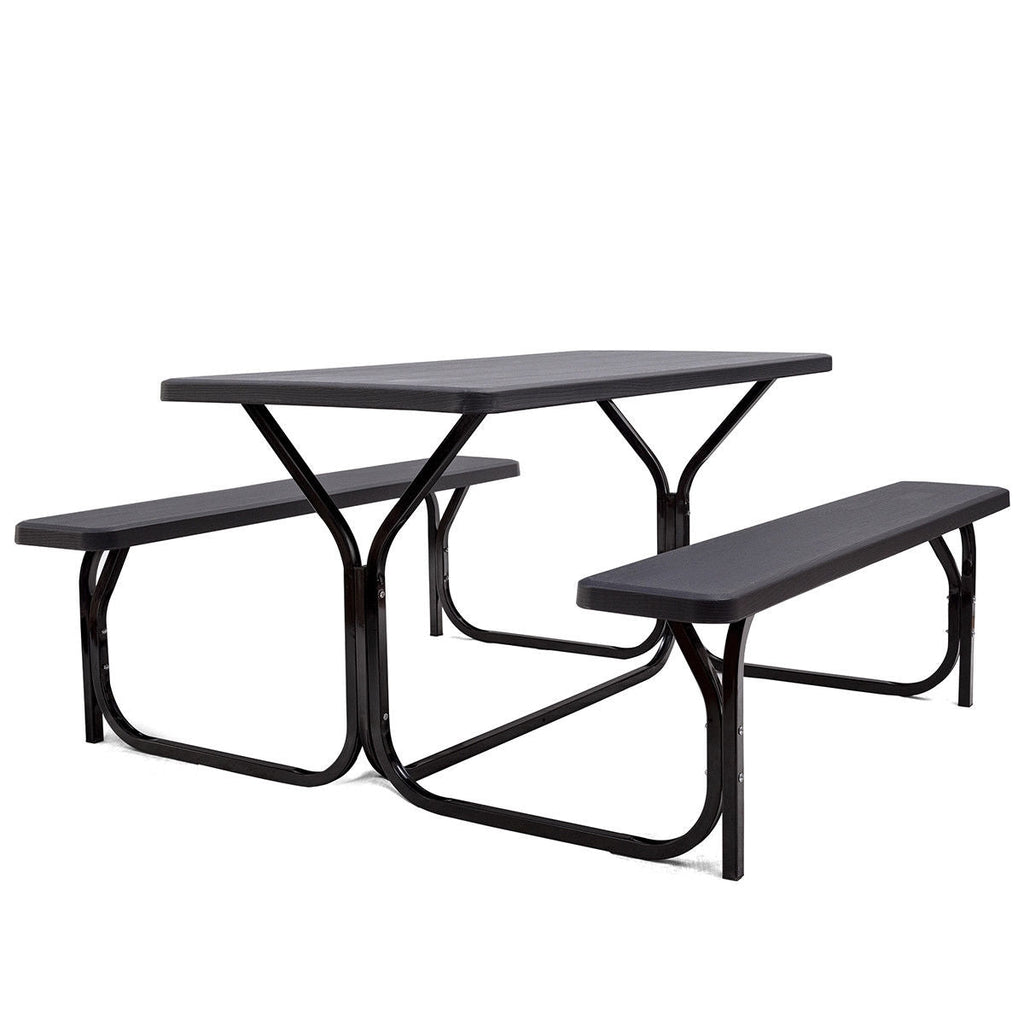 HDPE Outdoor Picnic Table Bench Set with Metal Base